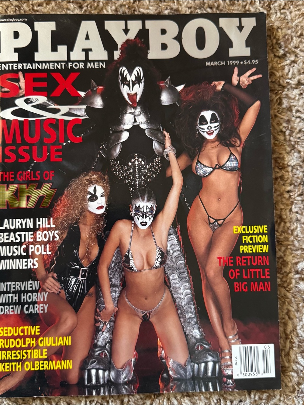 Vintage PLAYBOY March 1999, featuring the rock band KISS
